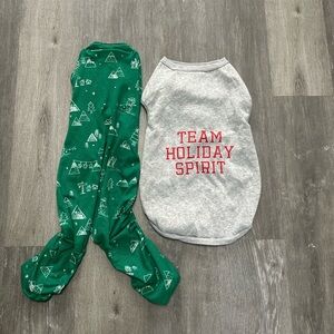 Green and Gray Holiday Pet Outfit Set